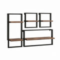 4-teiliges Wandregal Set Schwarz Braun aus Stahl und MDF 40 x 15 x 80 cm 40 x 15 x 40 cm 80 x 15 x 40 cm