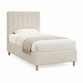 Polsterbett Beige mit Polyesterbezug und vertikal gestepptem Kopfteil 90 x 200 cm