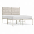 Doppelbett Bettgestell Weiß Beige Stahl Polyester Rechteckig 180 x 200 cm