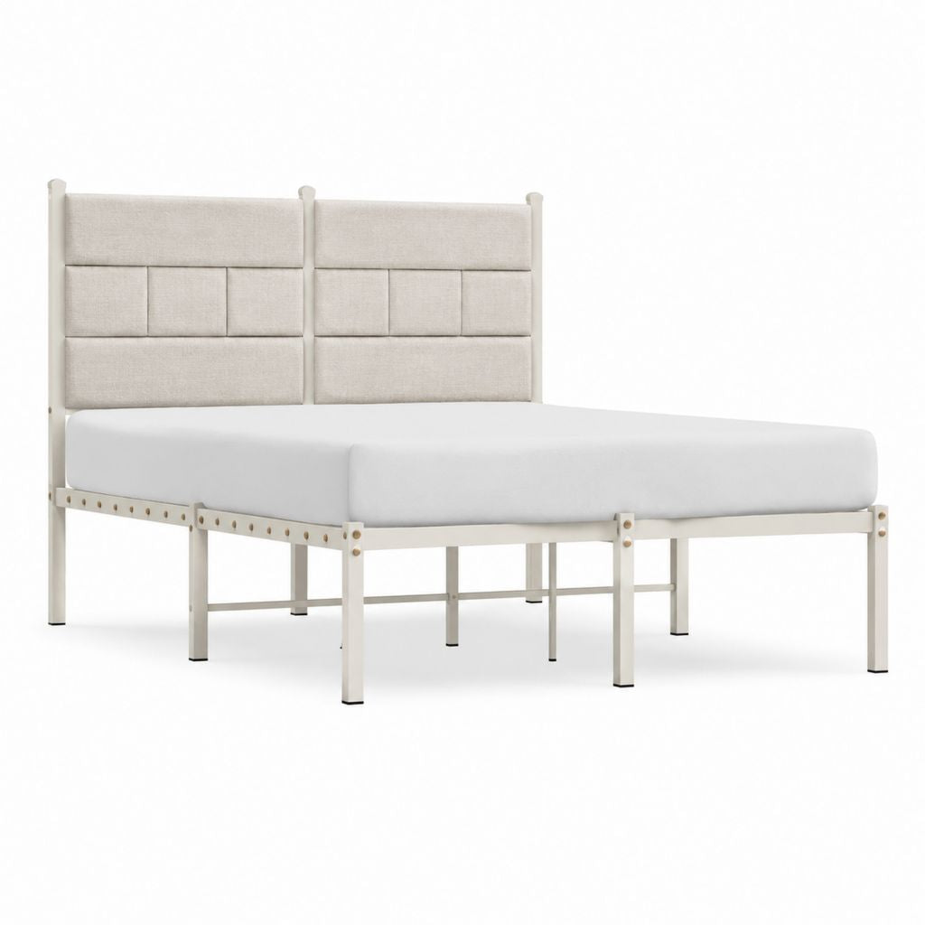 Doppelbett Bettgestell Weiß Beige Stahl Polyester Rechteckig 180 x 200 cm