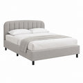 Polsterbett Doppelbett Hellgrau aus Polyester mit gepolstertem Kopfteil 160 x 200 cm