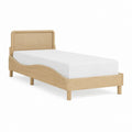 Einzelbett Bettgestell Natur Massivholz mit Rattangeflecht 90 x 200 cm