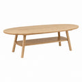 Couchtisch oval Natur aus Eichenholz mit Ablage 120 x 60 x 45 cm