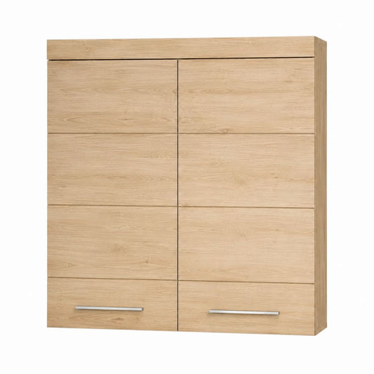 Badezimmerschrank Hängeschrank Eiche Dekor rechteckig mit 2 Türen 80 x 16 x 80 cm