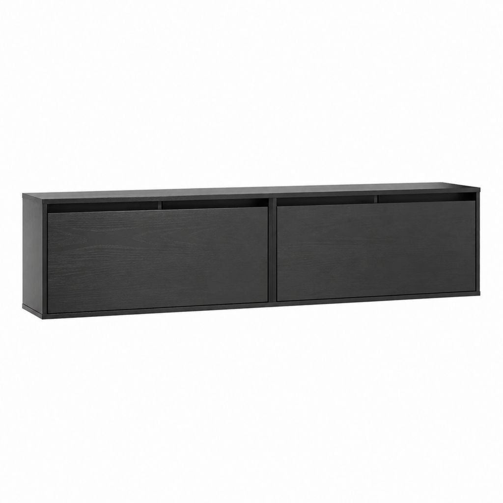 TV Lowboard Schwarz MDF mit 2 Schiebetüren 180 x 40 x 45 cm