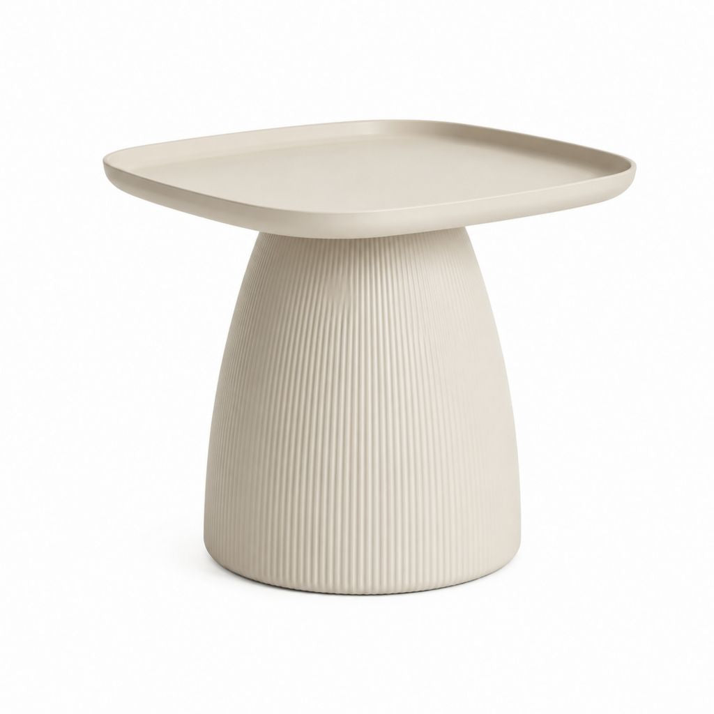 Couchtisch Beige aus Polypropylen mit gerippter Säule 60 x 60 x 50 cm