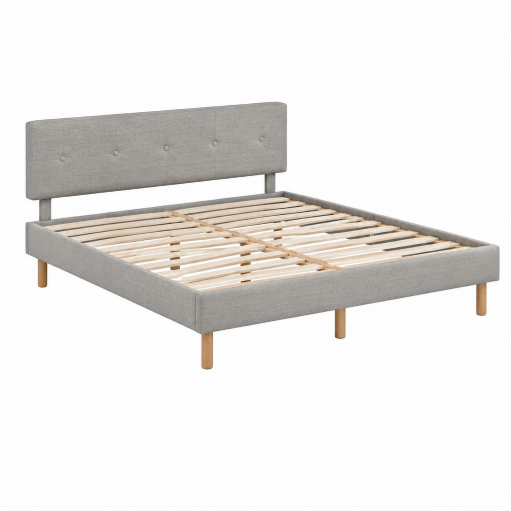 Polsterbett Doppelbett Grau Polyester Rechteckig mit Lattenrost 160 x 200 cm