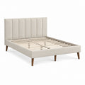 Polsterbettgestell Beige aus Polyester mit rechteckigem Kopfteil und Lattenrost 160 x 200 cm