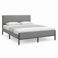 Polsterbett Doppelbett Grau Polyester Stahl rechteckig 160 x 200 cm