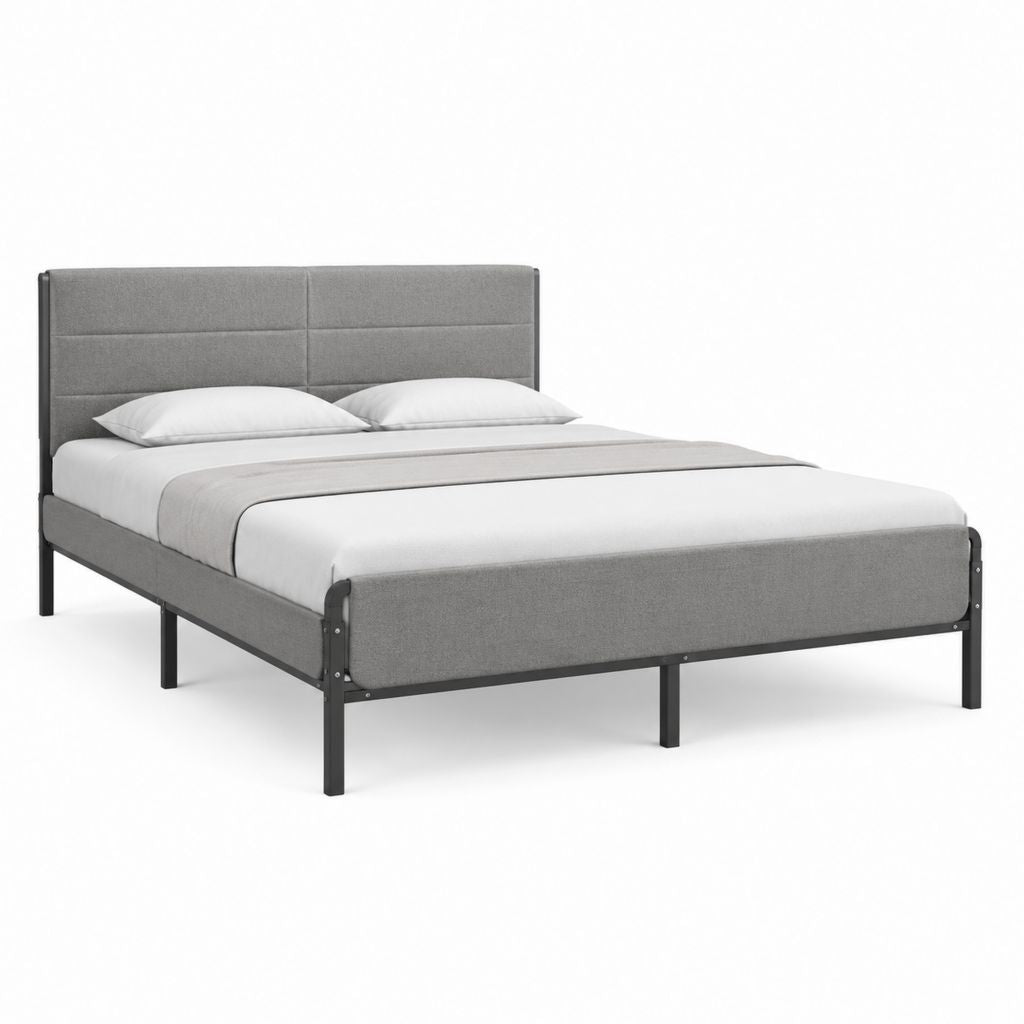 Polsterbett Doppelbett Grau Polyester Stahl rechteckig 160 x 200 cm