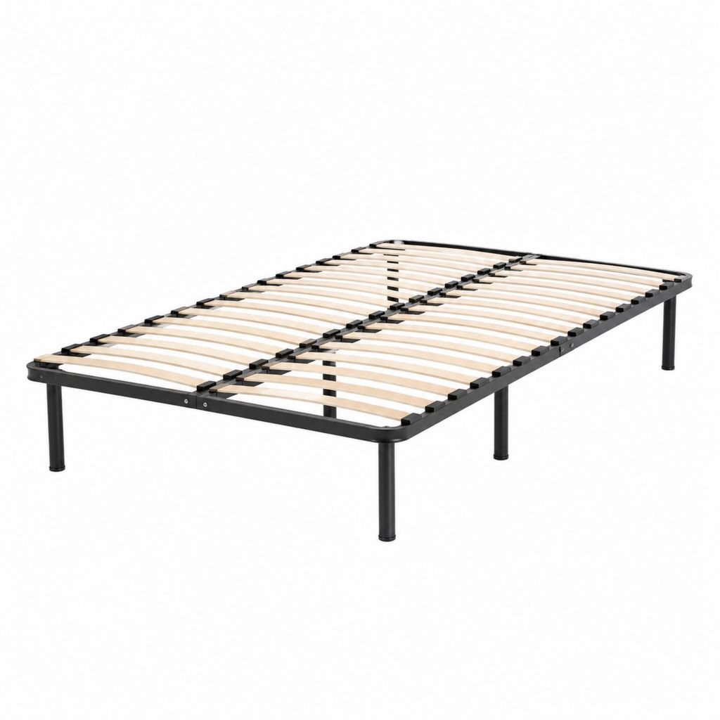 Metallbettgestell Schwarz mit Holzlatten rechteckig 160 x 200 cm