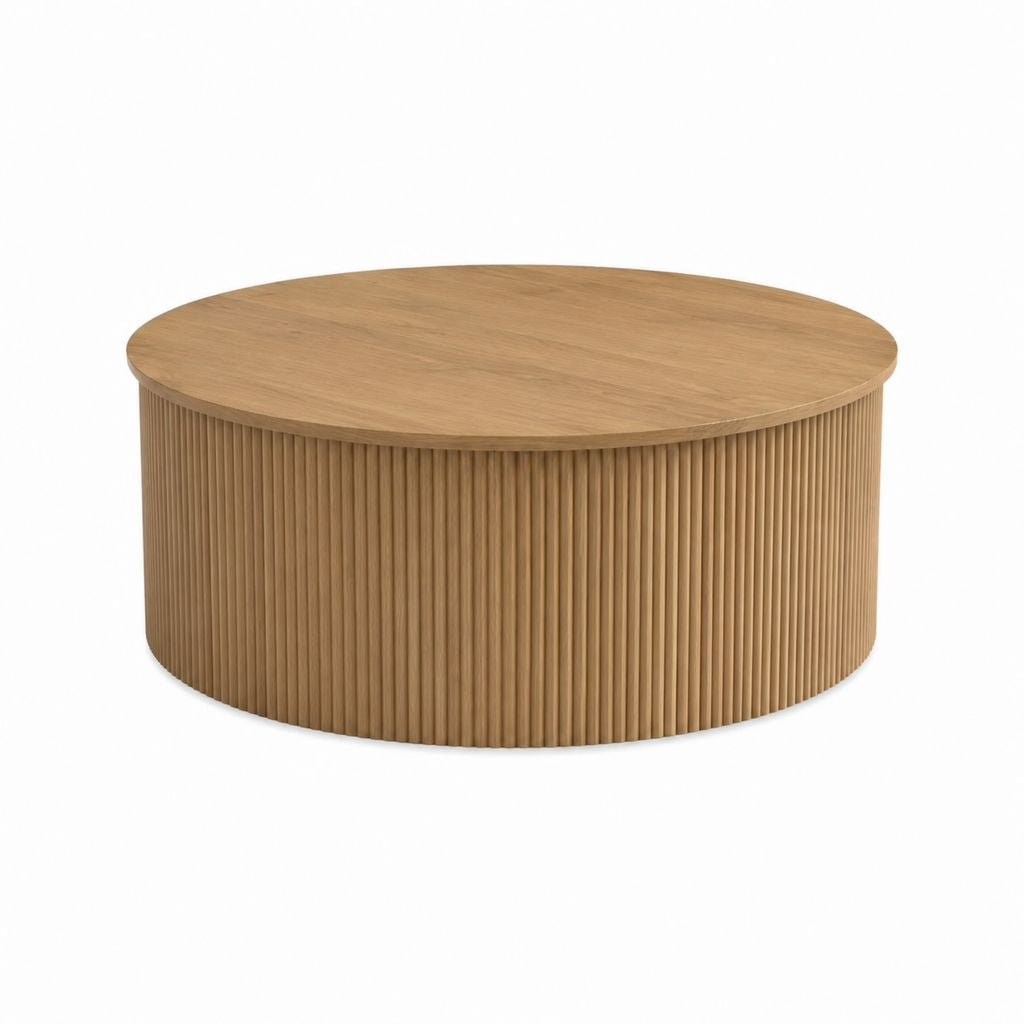 Couchtisch rund Natur Eichenfurnier MDF Ø 80 x 35 cm