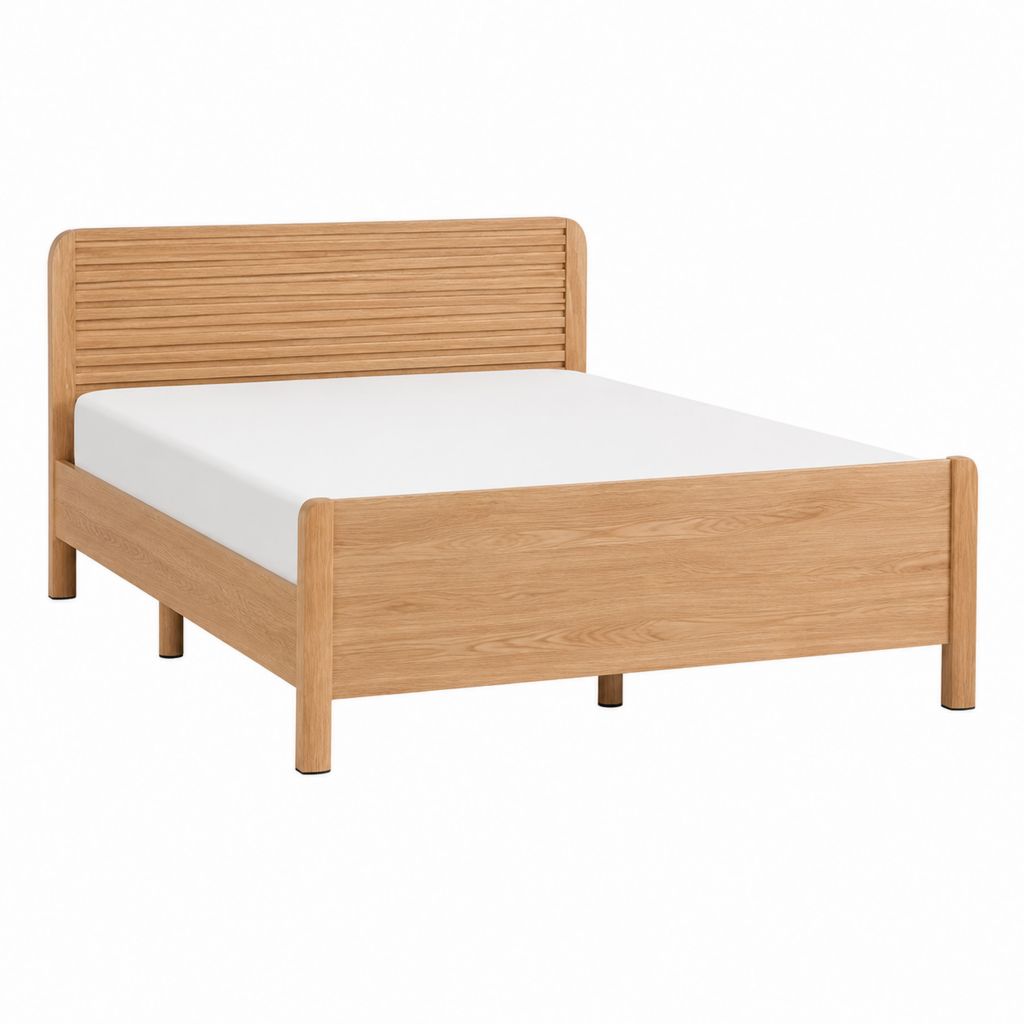 Doppelbett Bettgestell Natur Eiche Massivholz rechteckig 160 x 200 cm